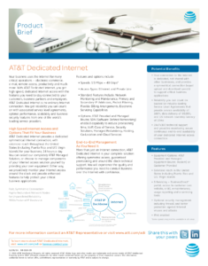 AT&T Product Brief High Speed Internet Access and Options That Fit Your Business 